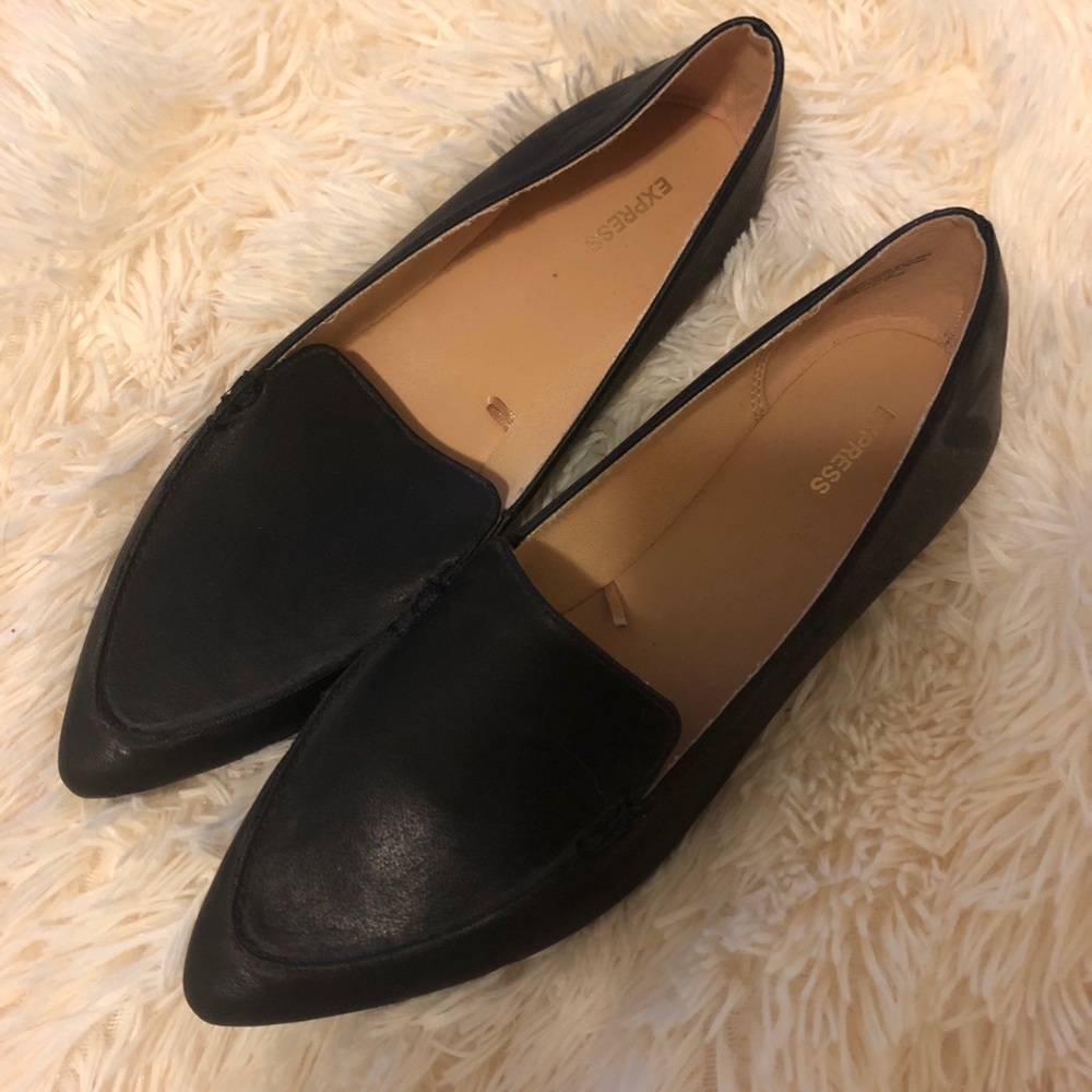 Express black pointed toe loafers